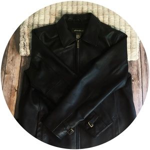 XL TALL Eddie Bauer Black Leather Jacket